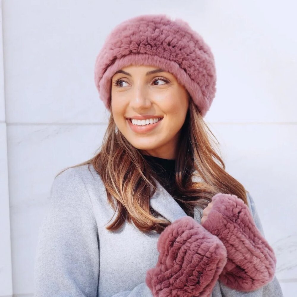 NWT! Linda Richards HW01 Genuine Rex Rabbit Hand Warmers